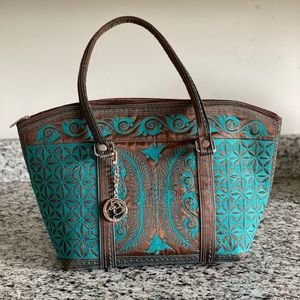 Banda Bags tote *LIKE NEW* Copper Brown Turquoise